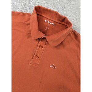 Simms Men's Size Medium Orange Short Sleeve Polo Shirt Fishing Golf